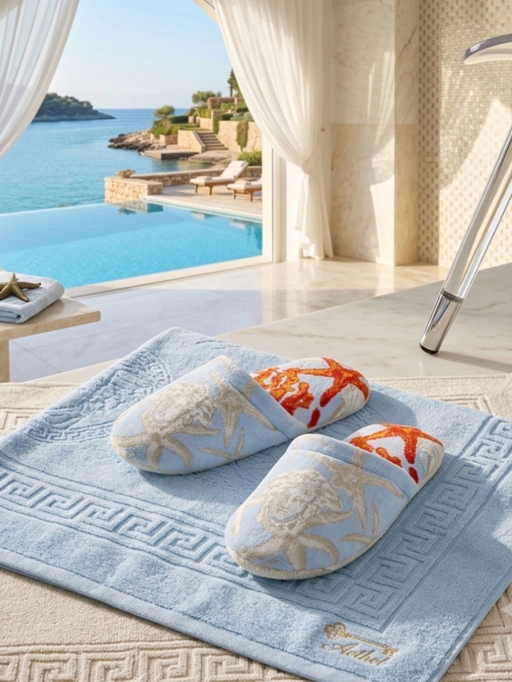 Versace Barocco De La Mer bath slippers